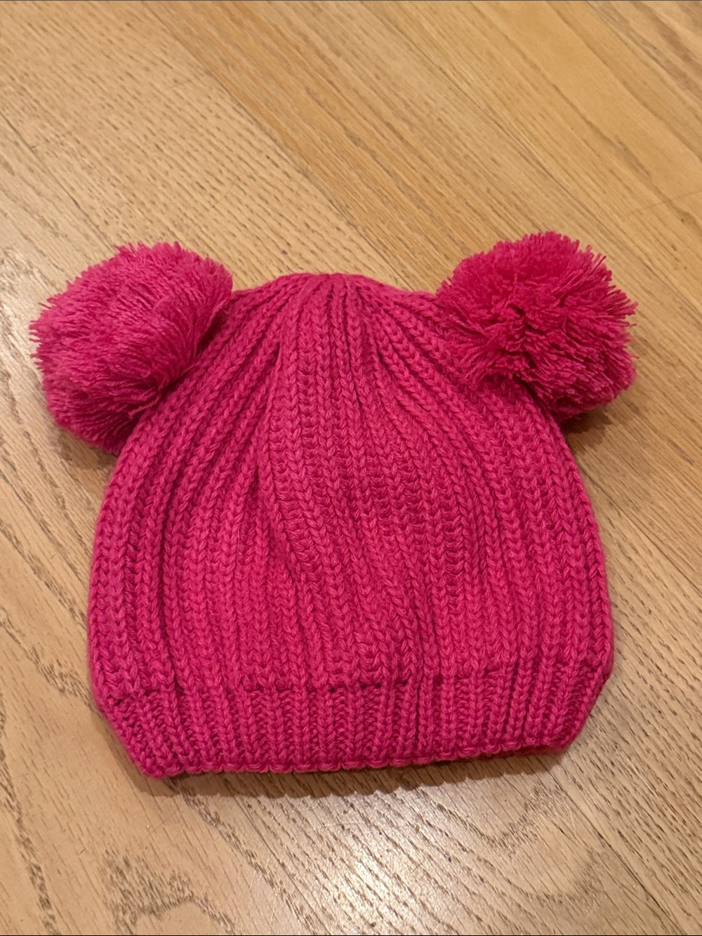 Cozy Double Pom Knit Hat for Kids - Bright Pink